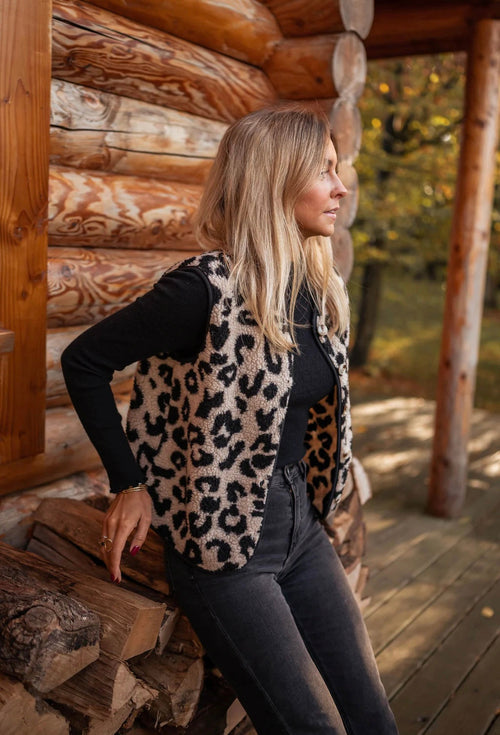 Leana Animal Print Sleeveless Vest