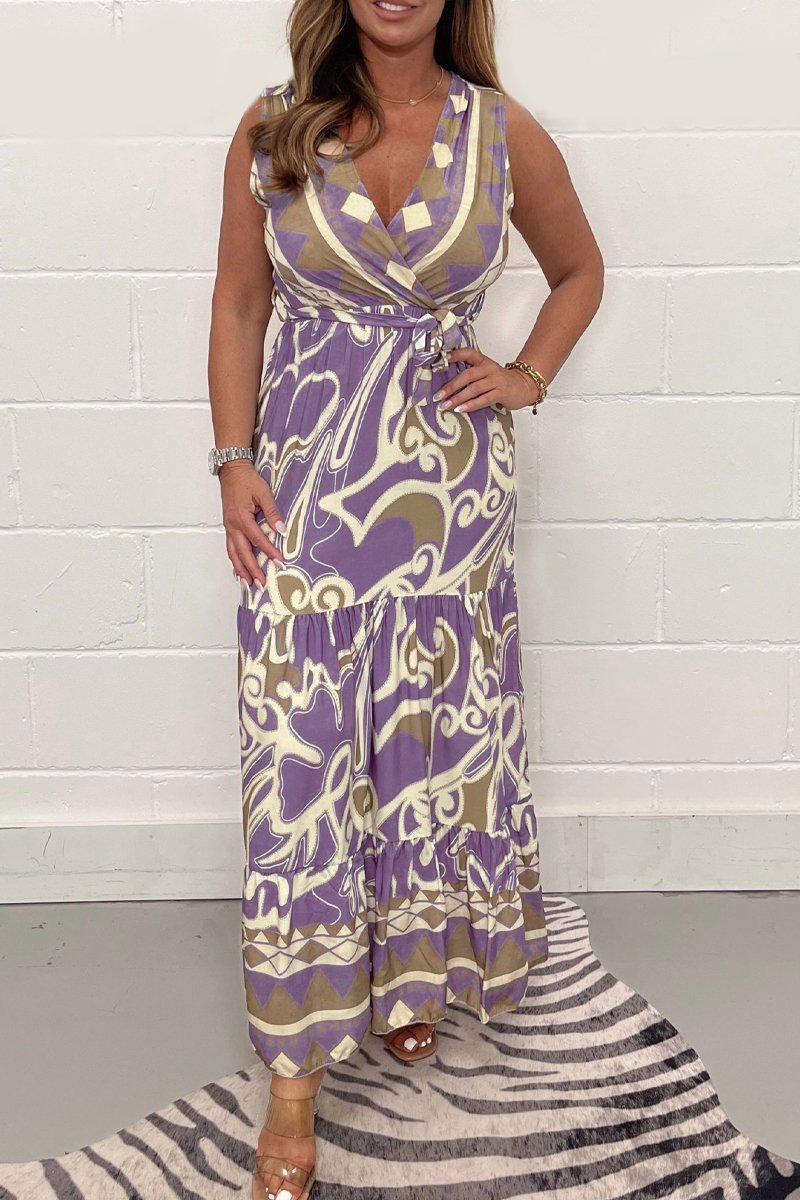 Elara | Soft Geometric Maxi Dress – Flowy, Stylish & Effortless