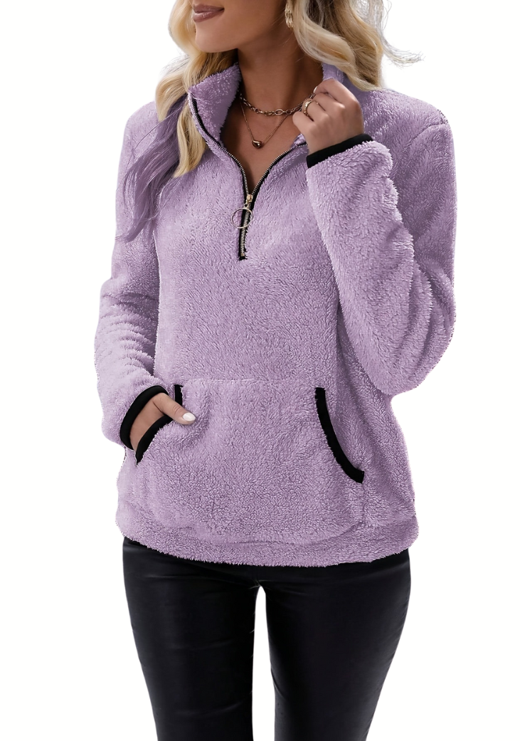 Rosely | Comfortable Half-Zip Borg Fleece Jumper