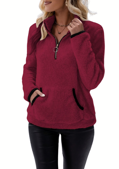 Rosely | Comfortable Half-Zip Borg Fleece Jumper