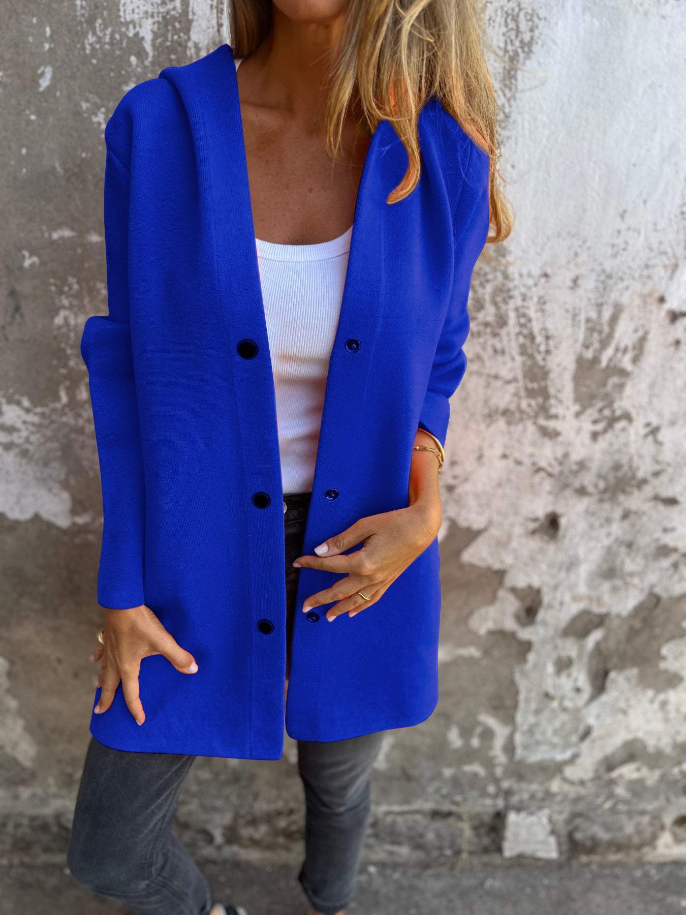 Arianna | Button-Detail Hooded Cardigan