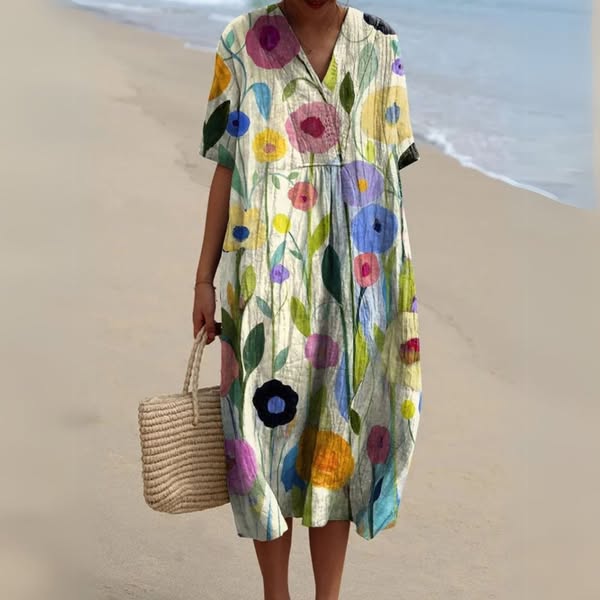 Etta - Vibrant Floral Pattern Dress