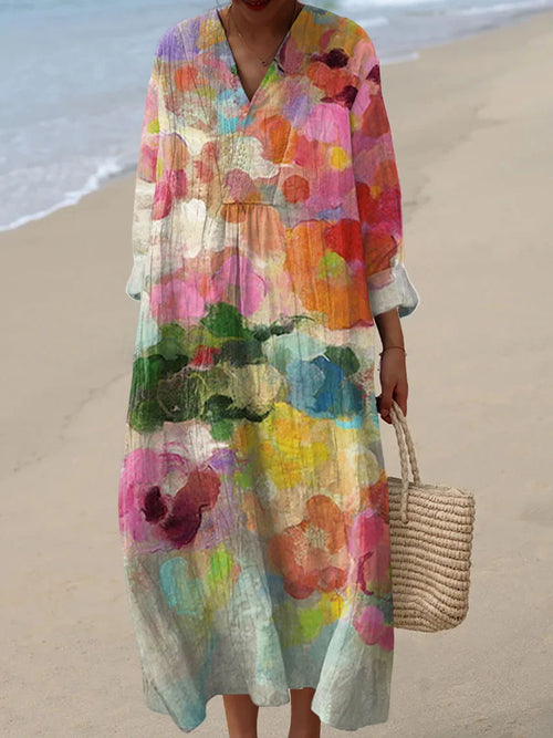 Hazel - Women's Retro Colorful Flowy Dress