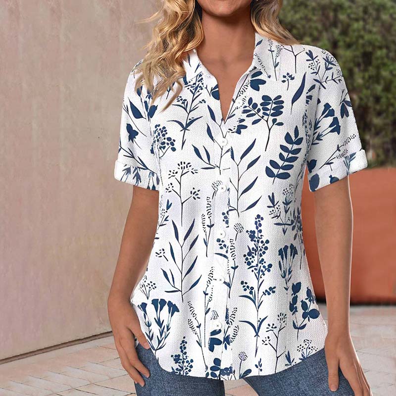 Maribel | Flowing blouse with leaf pattern