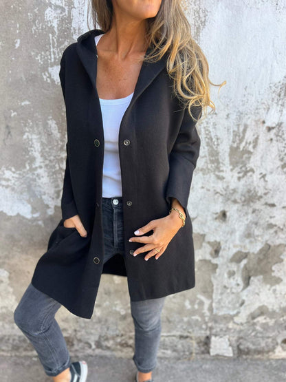 Arianna | Button-Detail Hooded Cardigan