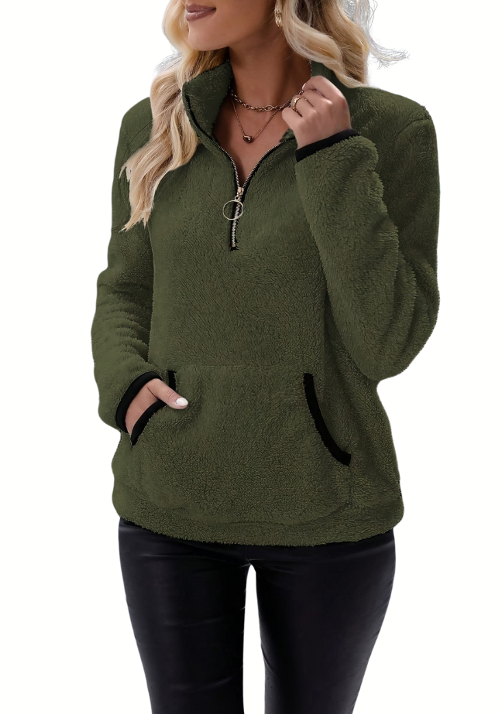 Rosely | Comfortable Half-Zip Borg Fleece Jumper
