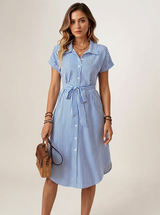 Delphine | Elegant Striped Dress