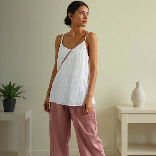 Melina | Spaghetti strap linen summer top