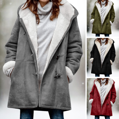 Deyse | Premium Fleece-Lined Hooded Suede Jacket