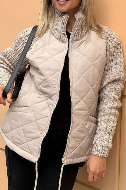 Therese | Patchwork Knit Jacket with Zip-Up Design