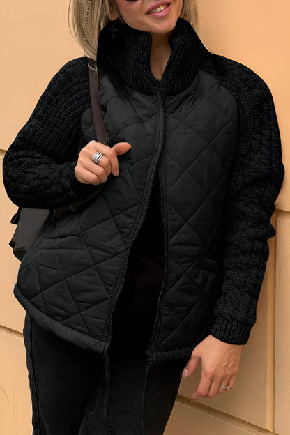 Therese | Patchwork Knit Jacket with Zip-Up Design