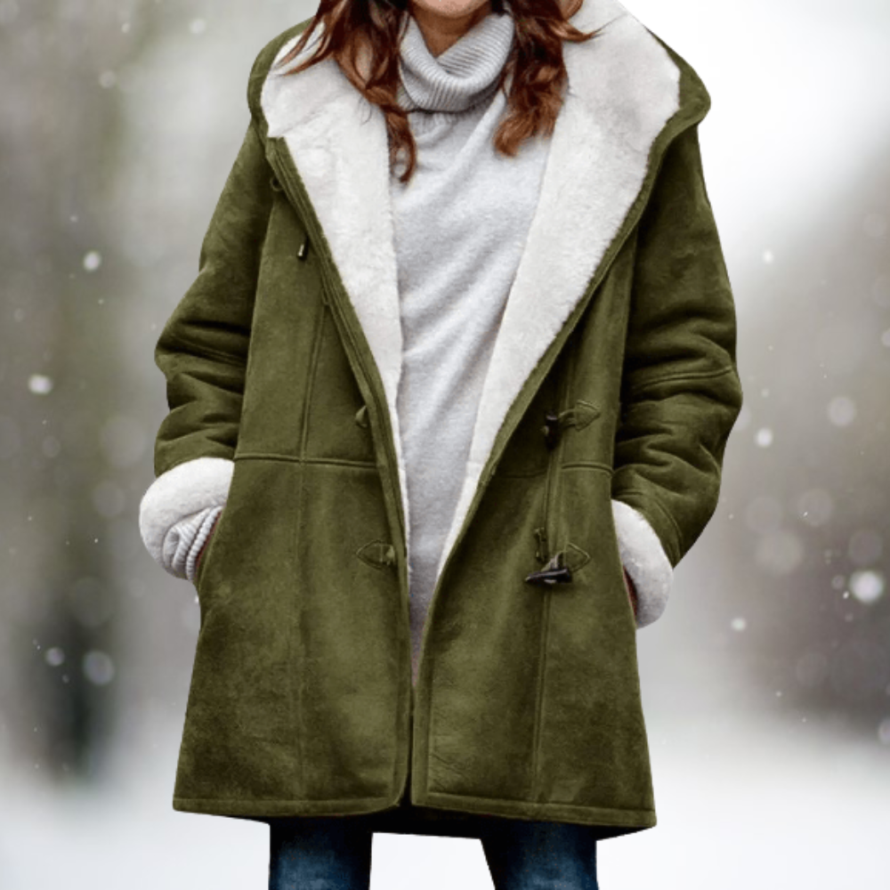 Deyse | Premium Fleece-Lined Hooded Suede Jacket