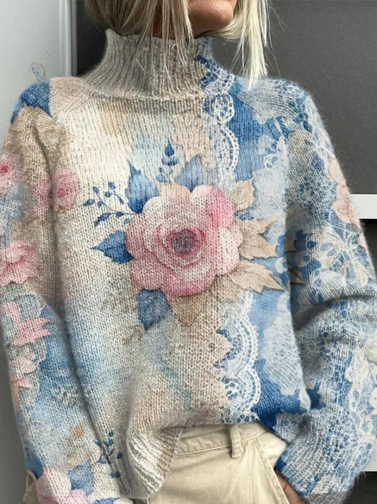 Dani | Lace-Knit Turtleneck Sweater