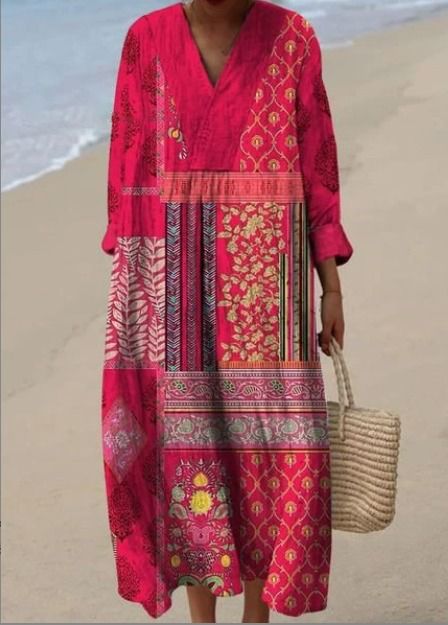 Juniper - Women's Colorful Vintage Ethnic Dress