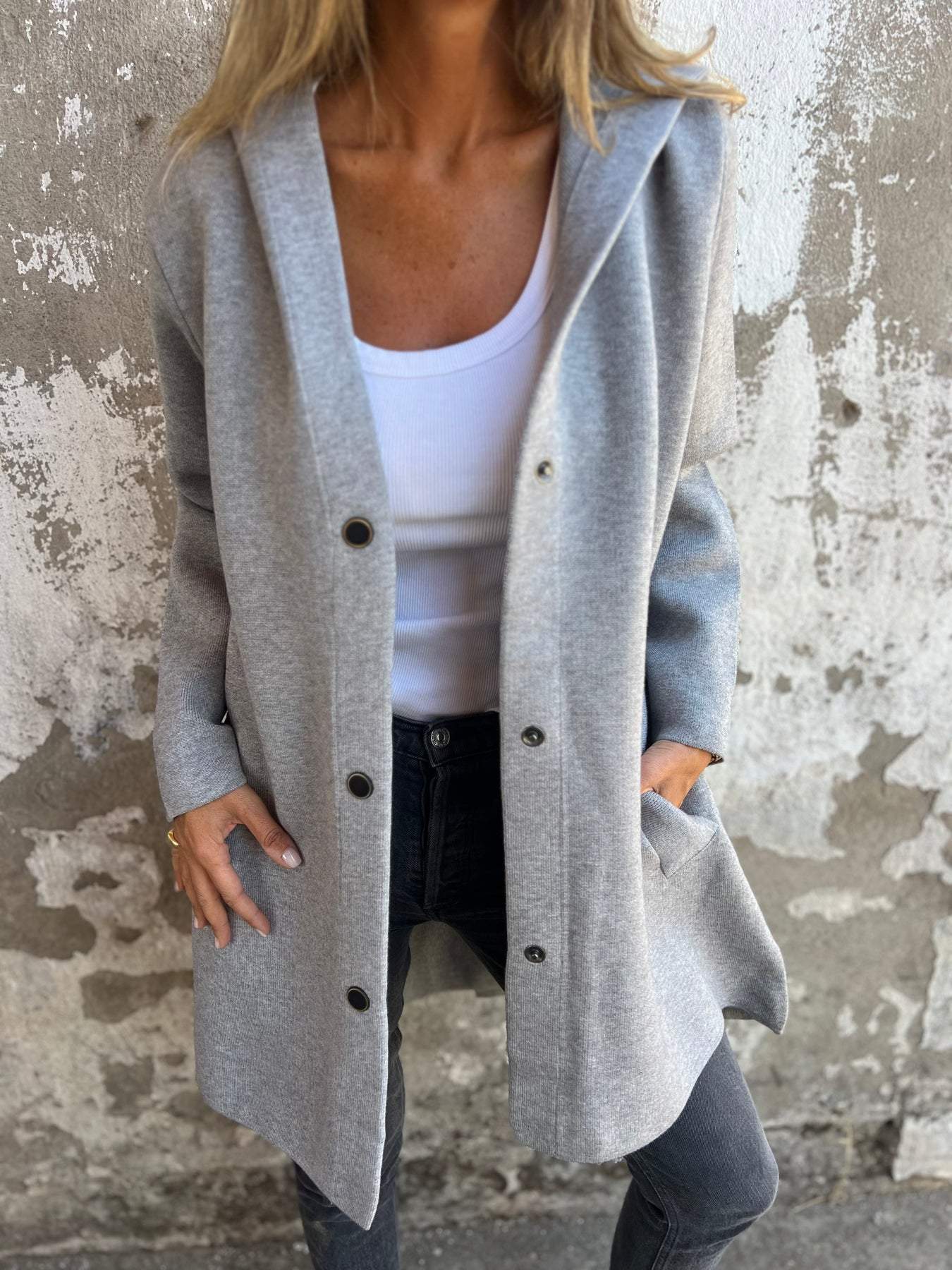 Arianna | Button-Detail Hooded Cardigan