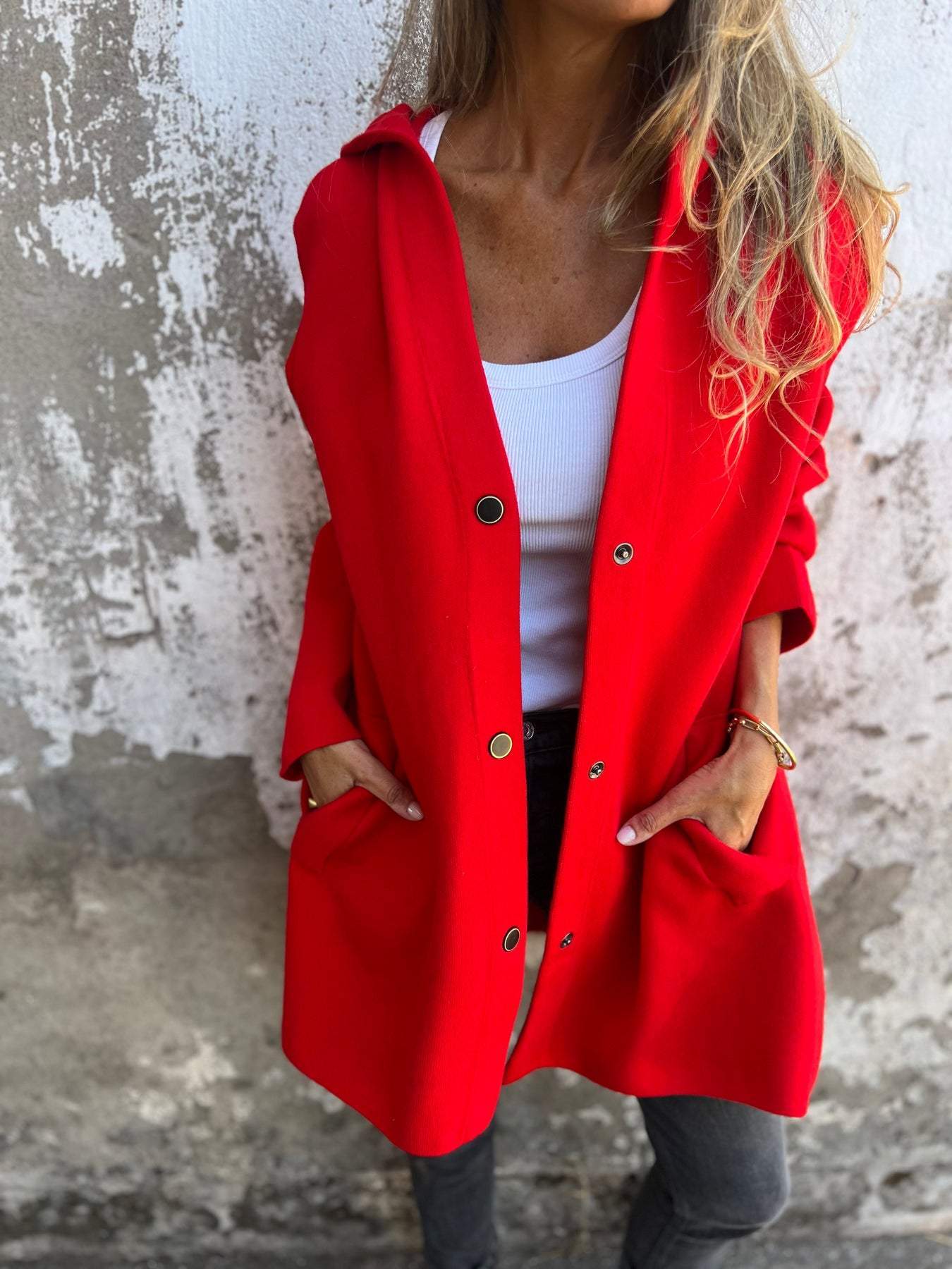Arianna | Button-Detail Hooded Cardigan
