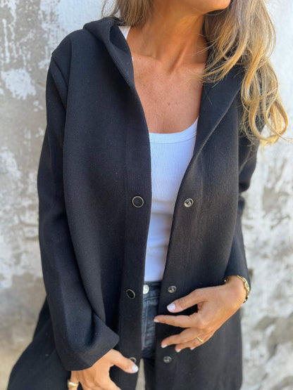 Arianna | Button-Detail Hooded Cardigan