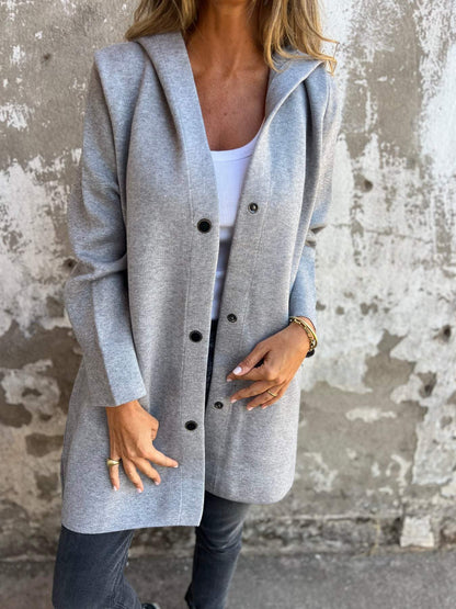 Arianna | Button-Detail Hooded Cardigan