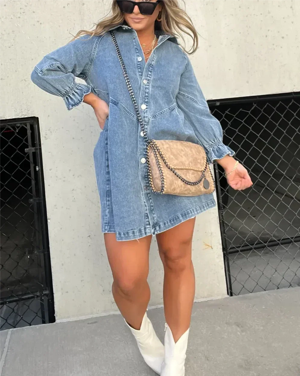 Gayelle | Long Sleeve Denim Button-Up Shirt