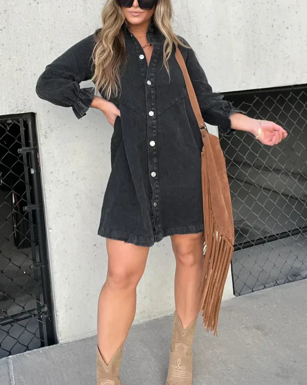 Gayelle | Long Sleeve Denim Button-Up Shirt