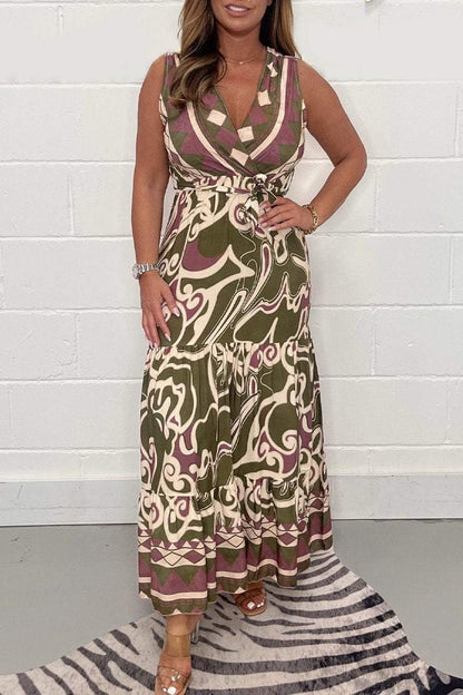 Elara | Soft Geometric Maxi Dress – Flowy, Stylish & Effortless