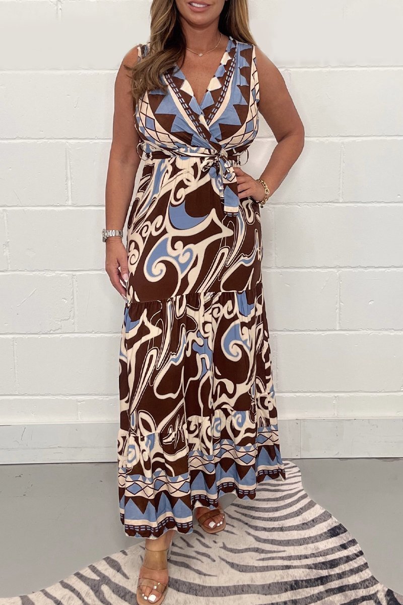 Elara | Soft Geometric Maxi Dress – Flowy, Stylish & Effortless