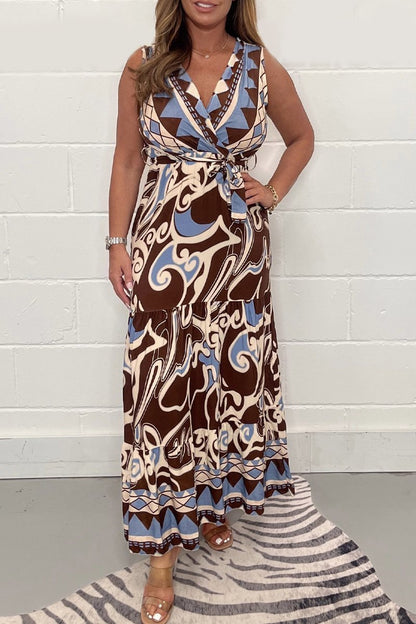 Elara | Soft Geometric Maxi Dress – Flowy, Stylish & Effortless