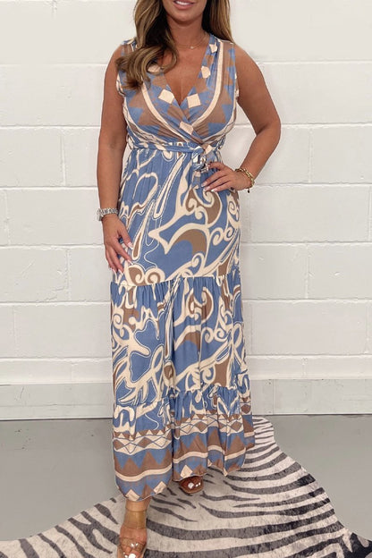 Elara | Soft Geometric Maxi Dress – Flowy, Stylish & Effortless